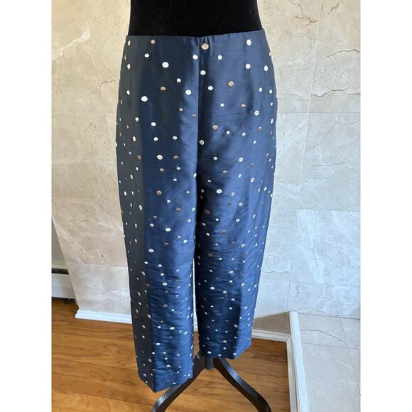 Talbots Silk Blend Ankle Pants - 12, Navy Swiss Dot Lined Holiday Hostess Party - Picture 4 of 10